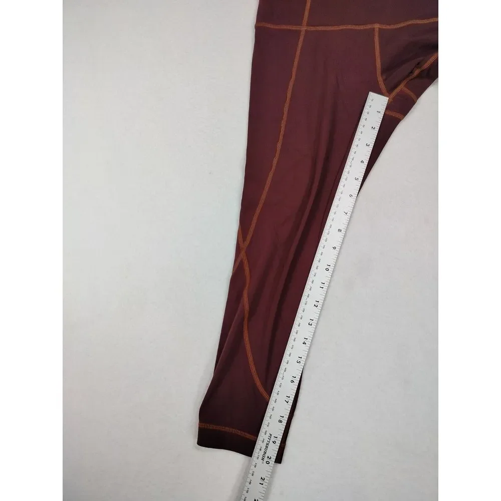 Athleta‎ Leggings Women's Small Maroon Salutation Crop Capri Athleisure Athletic